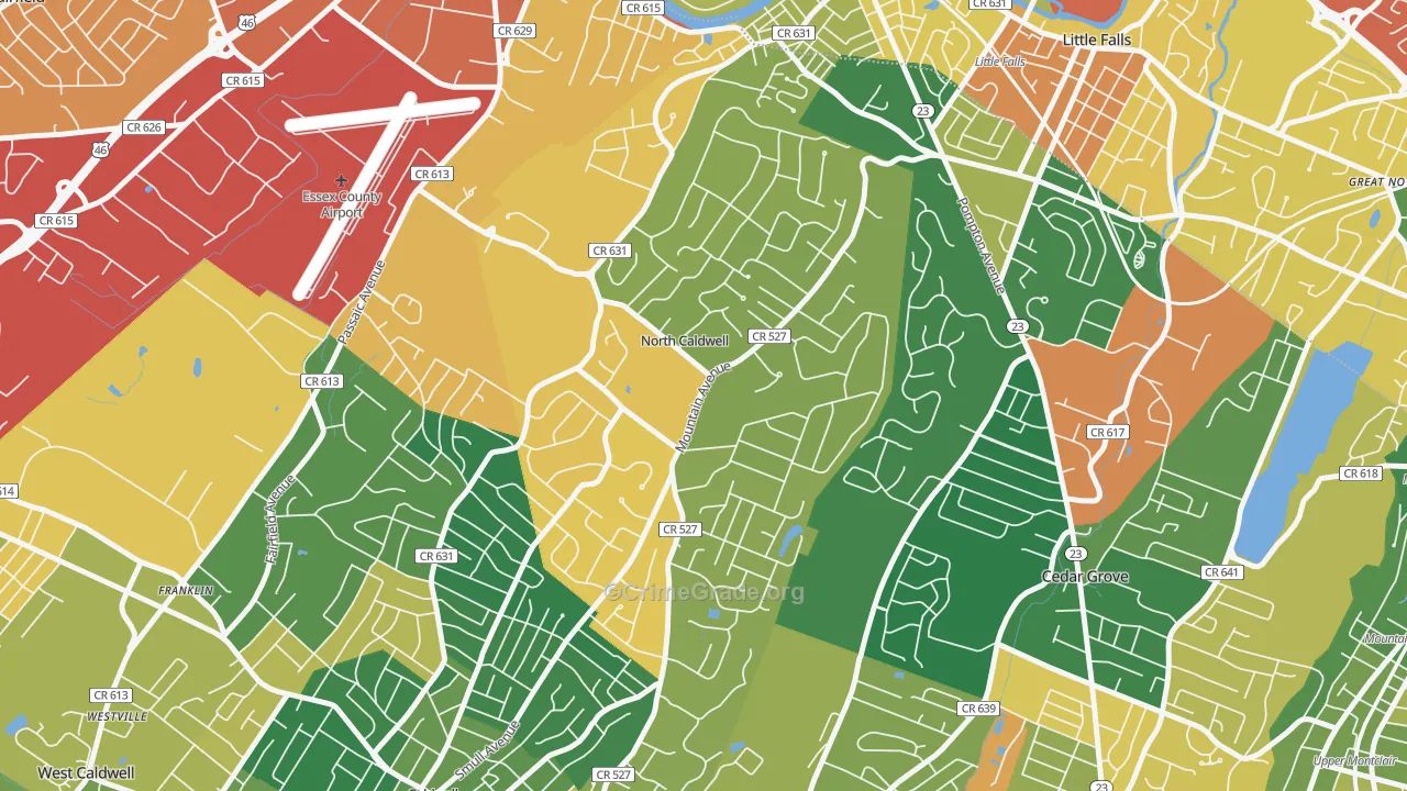 North Caldwell, NJ Map of Arson Rates