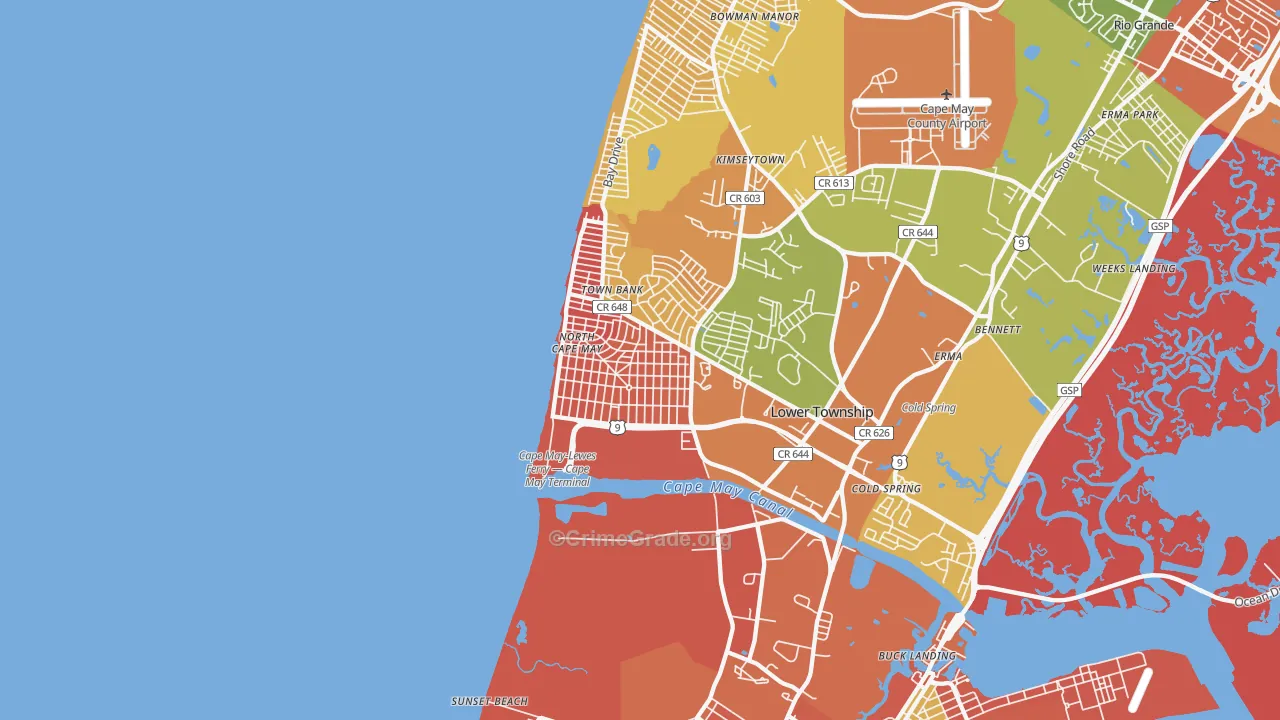 North Cape May, NJ Map of Arson Rates