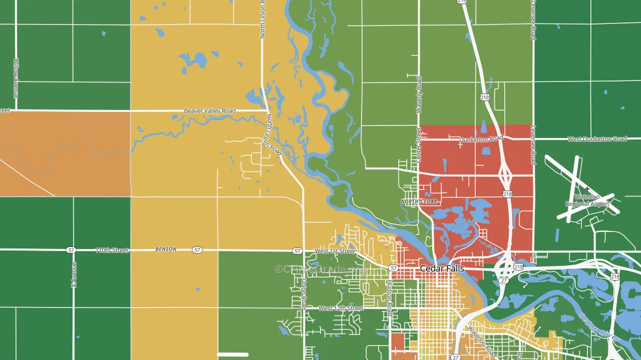 North Cedar, IA Map of Arson Rates