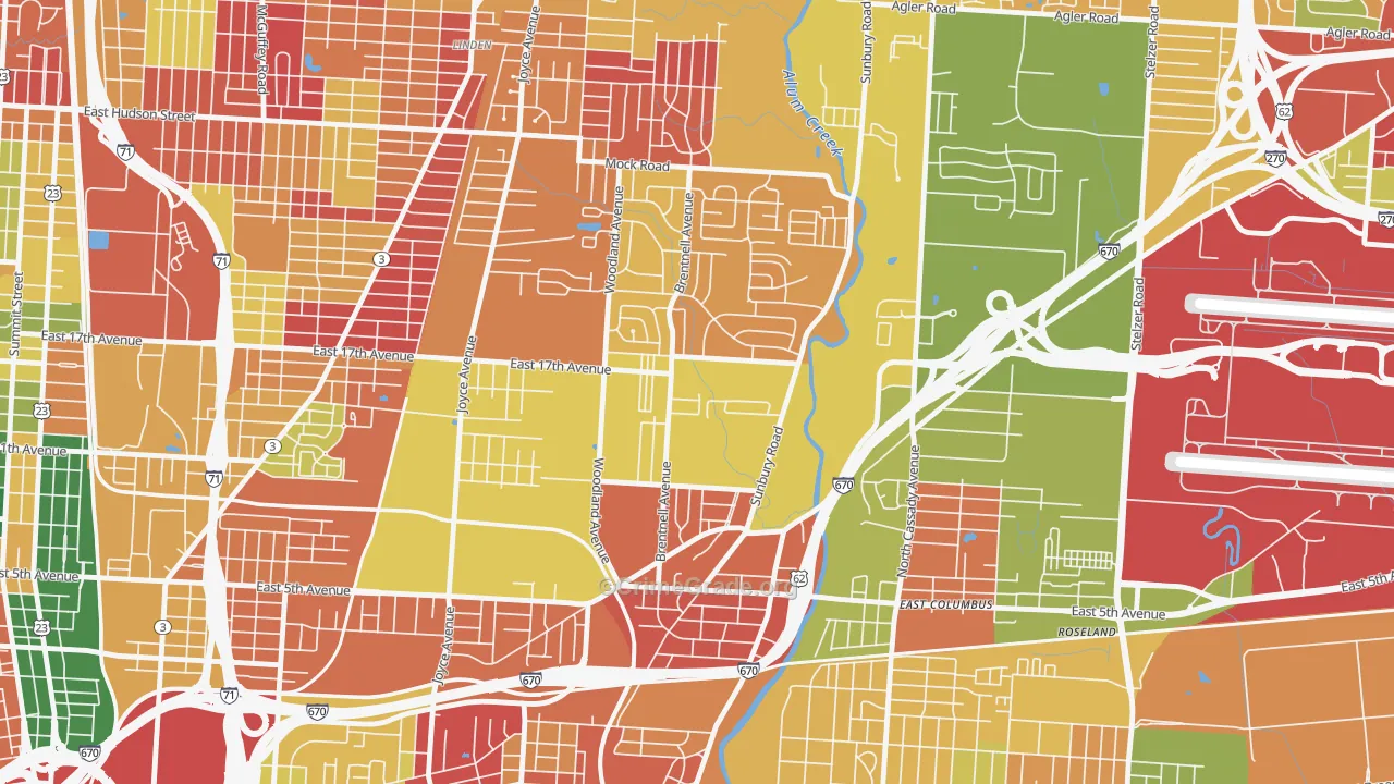 North Central, Columbus, OH Map of Arson Rates