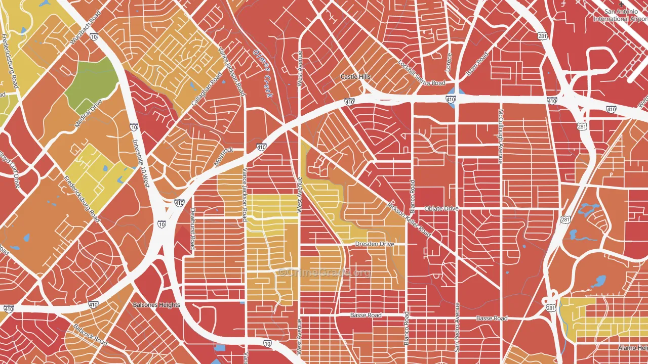 North Central, San Antonio, TX Map of Arson Rates