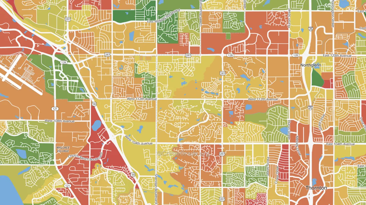 North Central Westminster, Westminster, CO Map of Arson Rates
