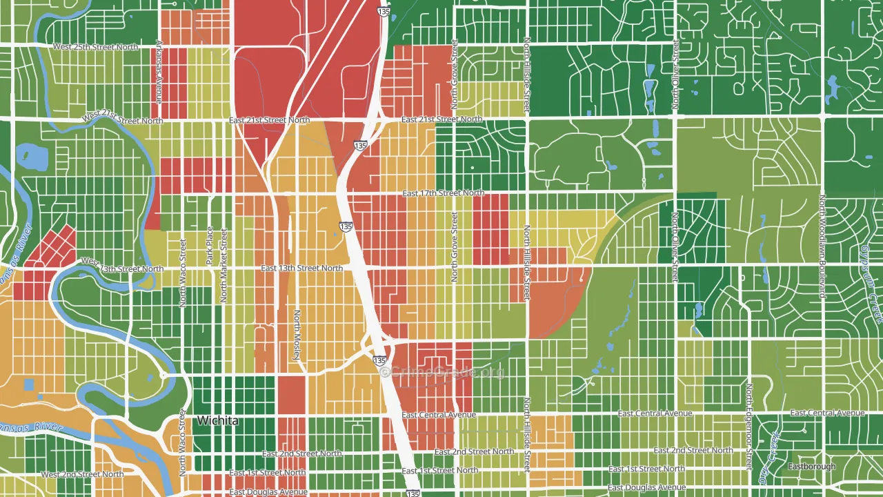 North Central, Wichita, KS Map of Arson Rates
