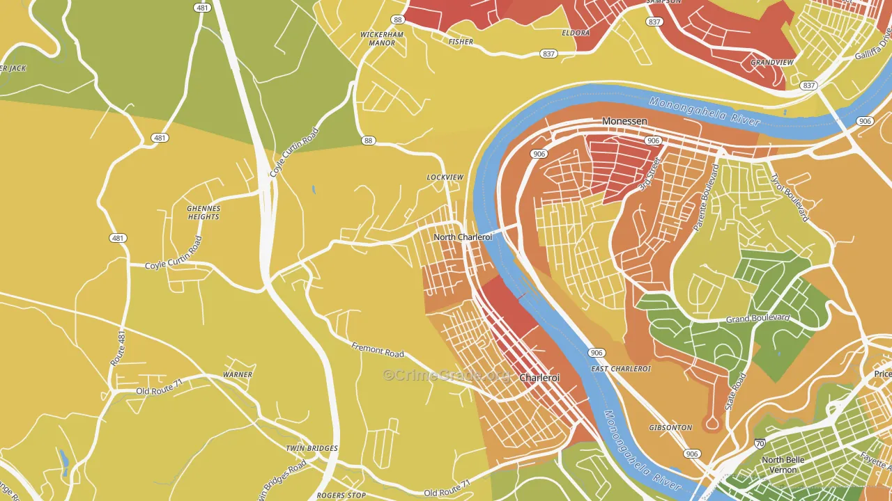 North Charleroi, PA Map of Arson Rates
