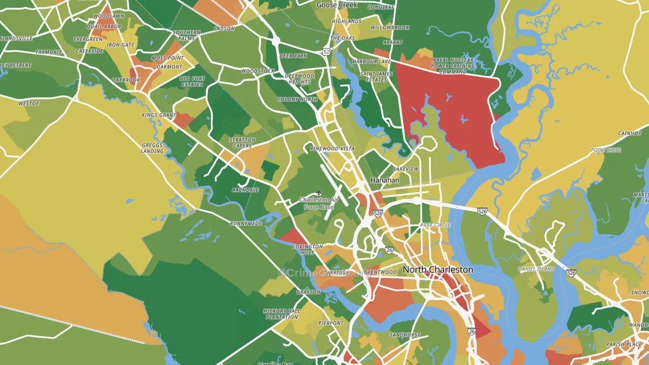 North Charleston, SC Map of Arson Rates