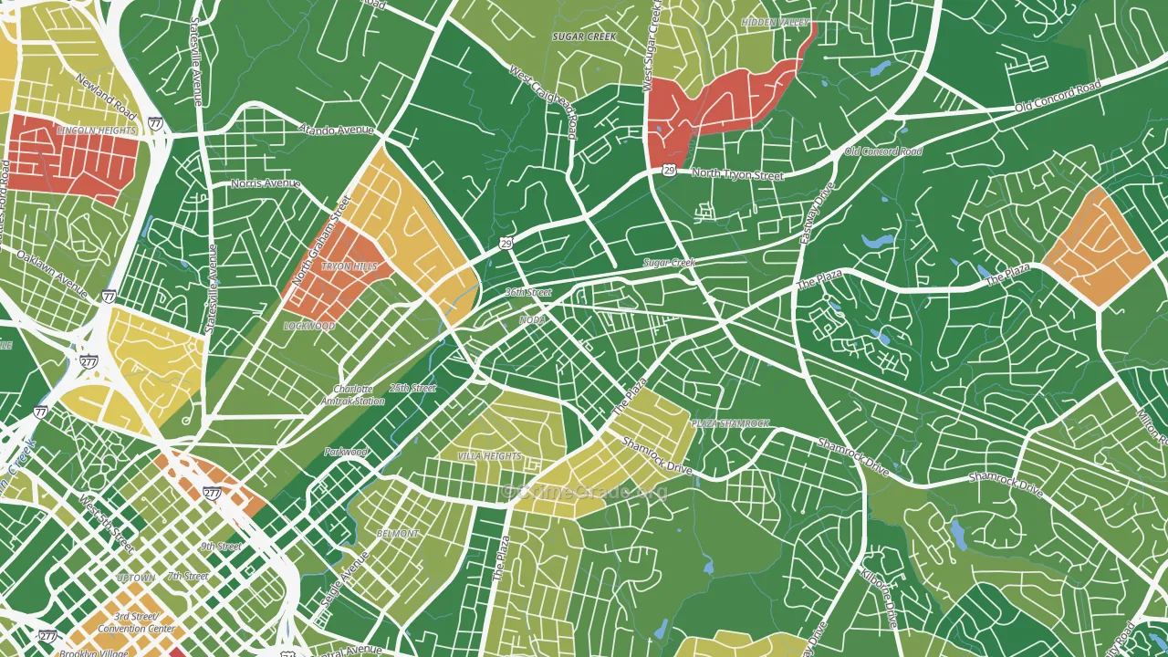 North Charlotte, Charlotte, NC Map of Arson Rates