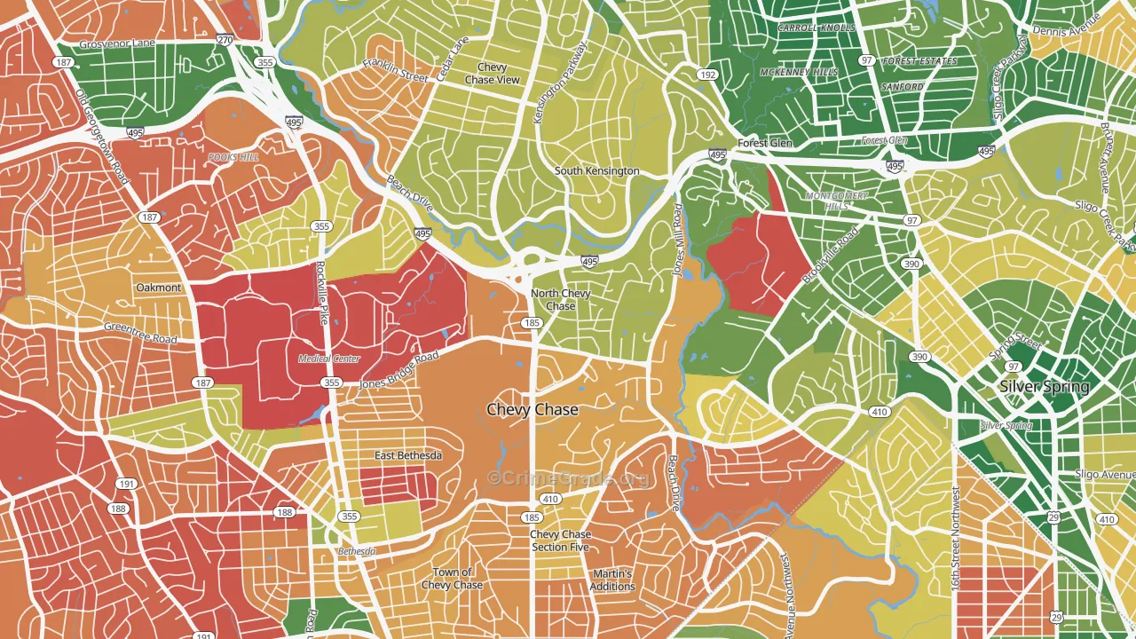 North Chevy Chase, MD Map of Arson Rates