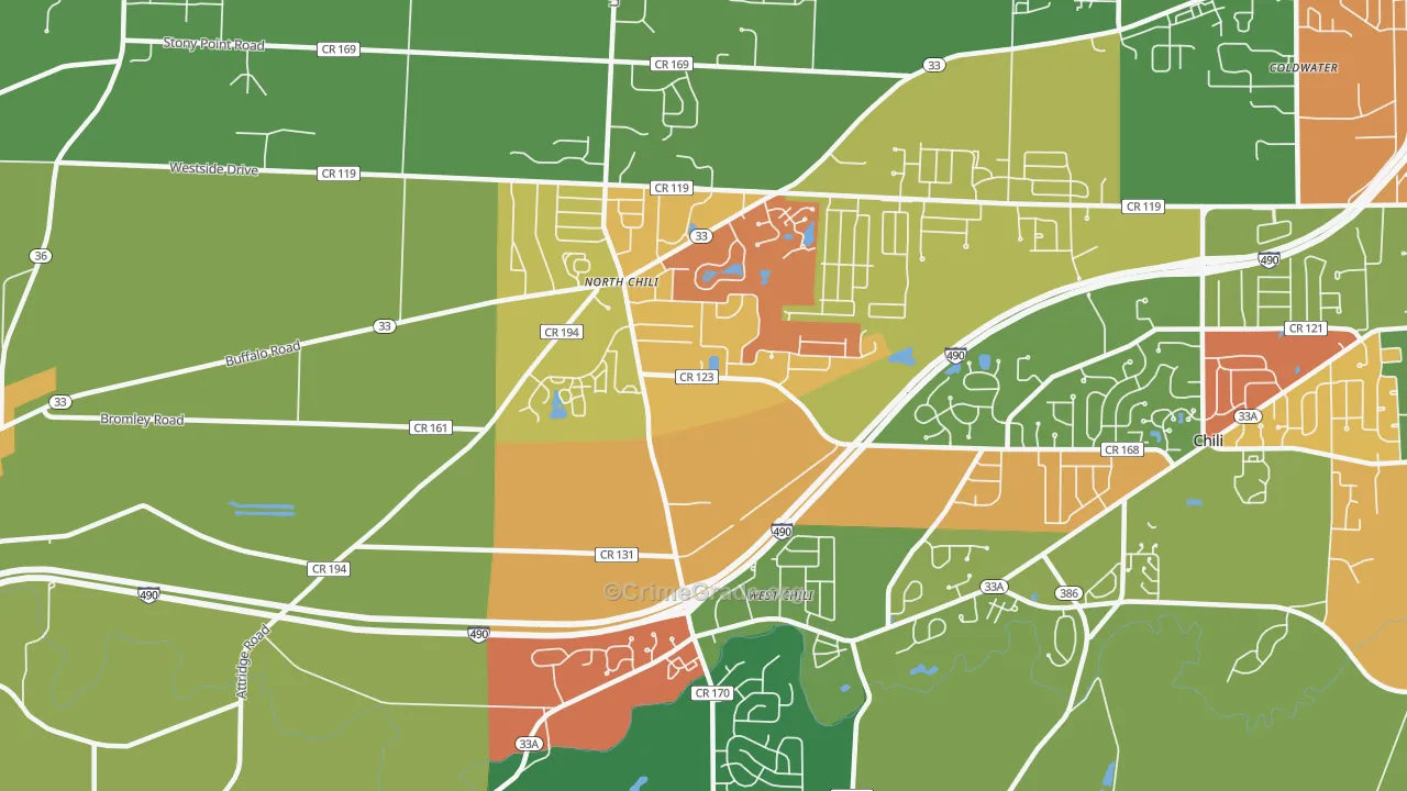 North Chili, NY Map of Arson Rates