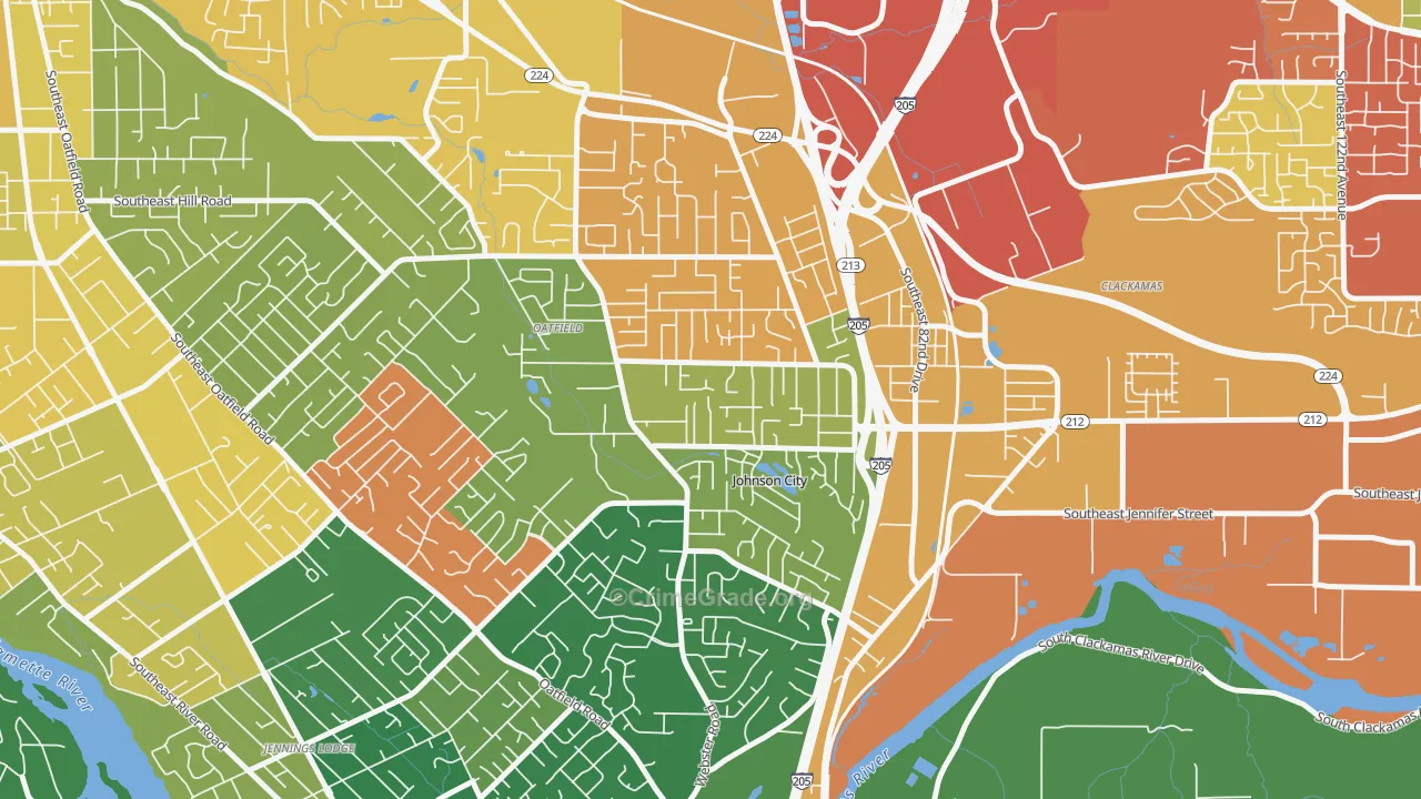 North Clackamas, Oatfield, OR Map of Arson Rates