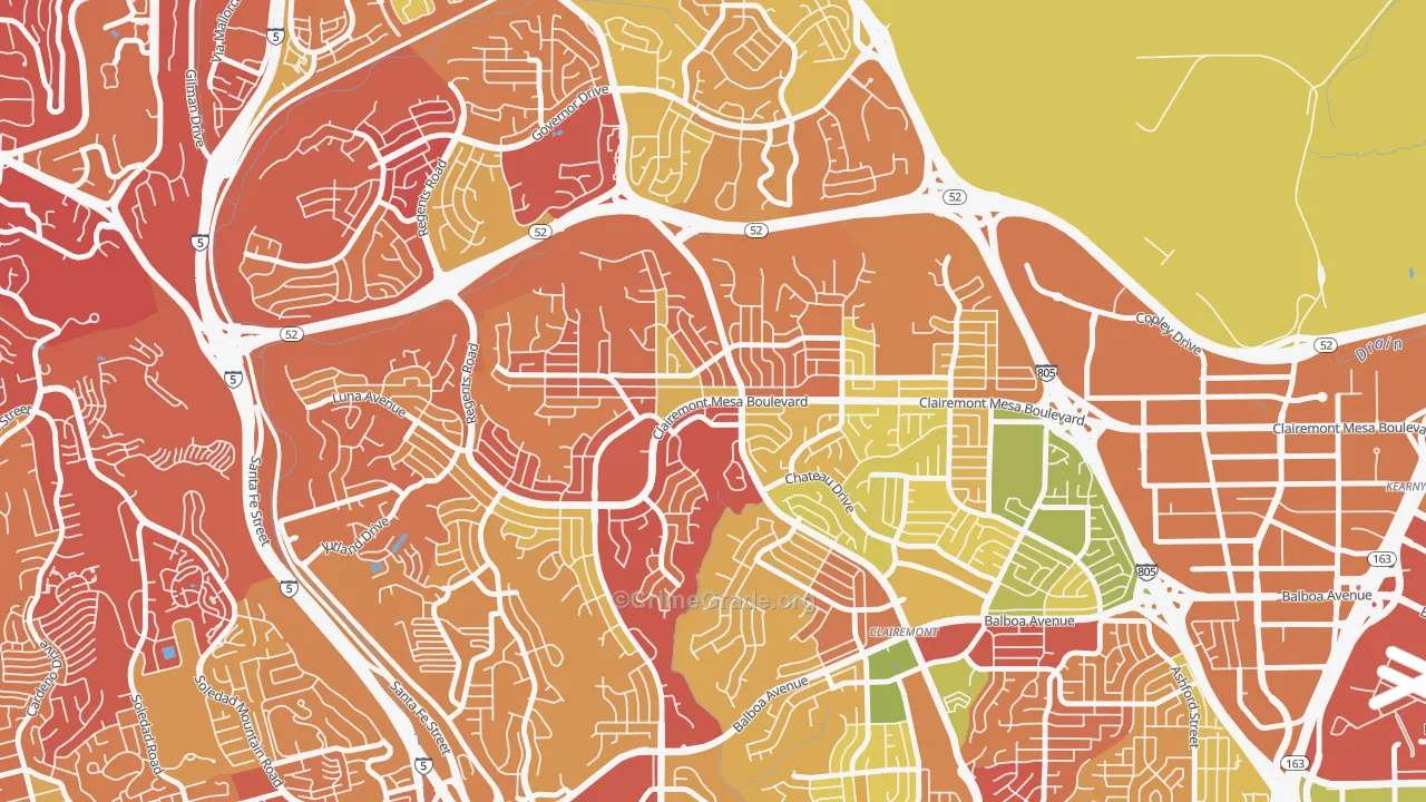 North Clairemont, San Diego, CA Map of Arson Rates