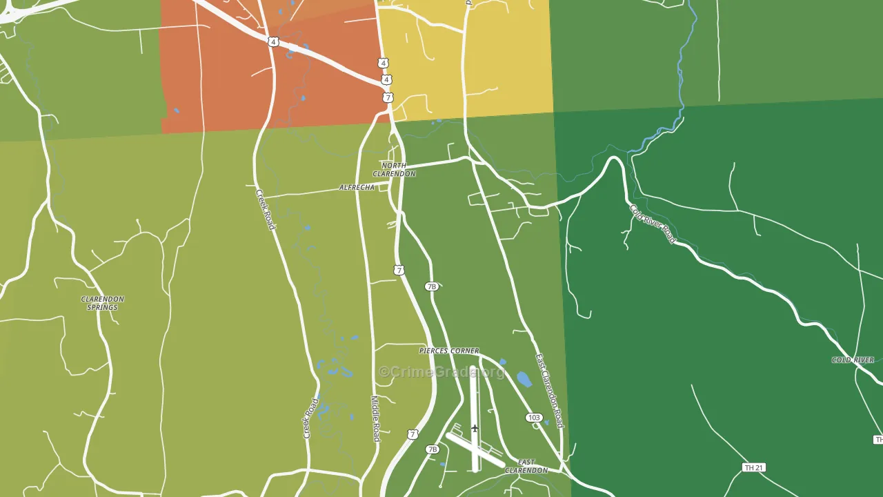 North Clarendon, VT Map of Arson Rates