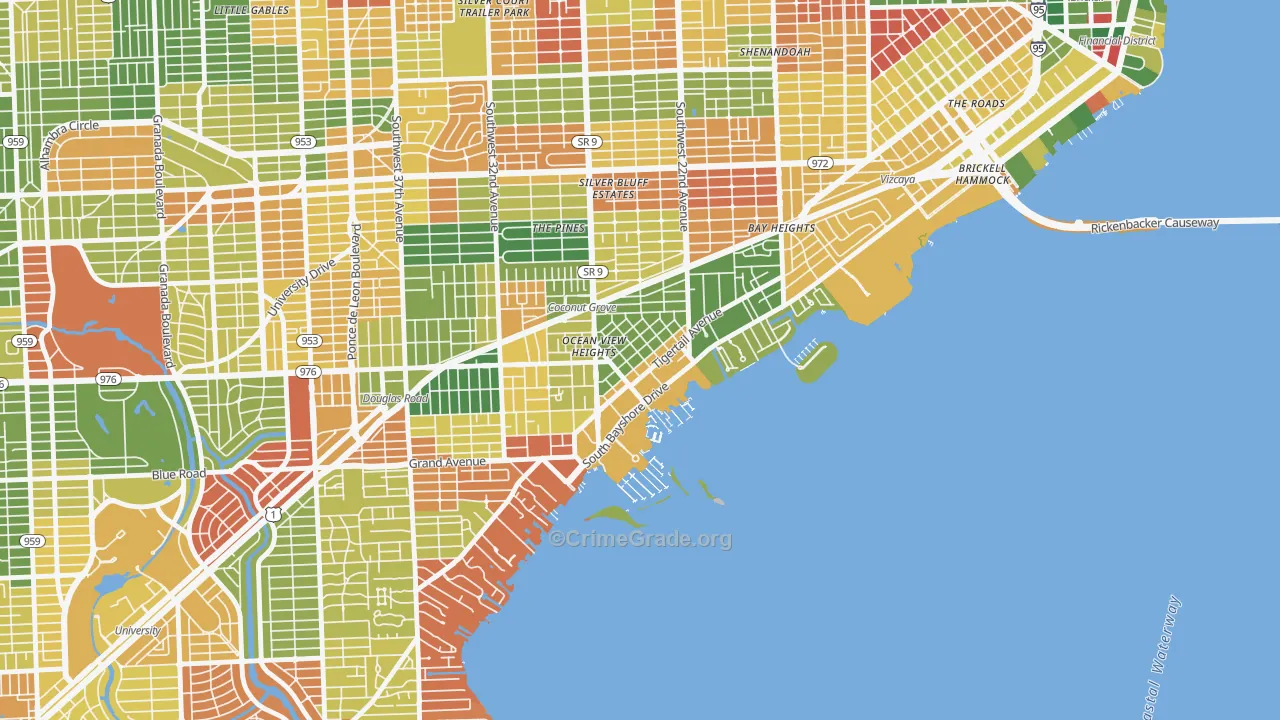 North Coconut Grove, Miami, FL Map of Arson Rates