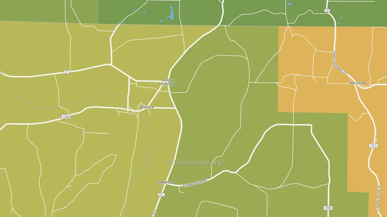 North Cohocton, NY Map of Arson Rates