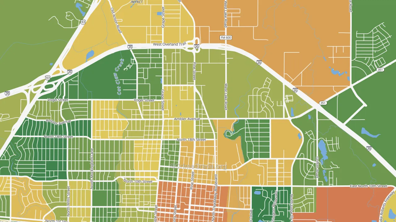 North College, Abilene, TX Map of Arson Rates