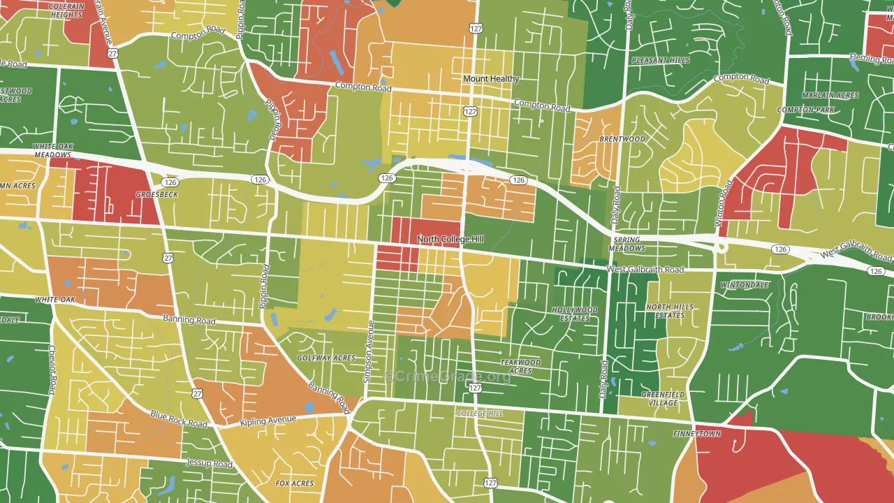 North College Hill, OH Map of Arson Rates
