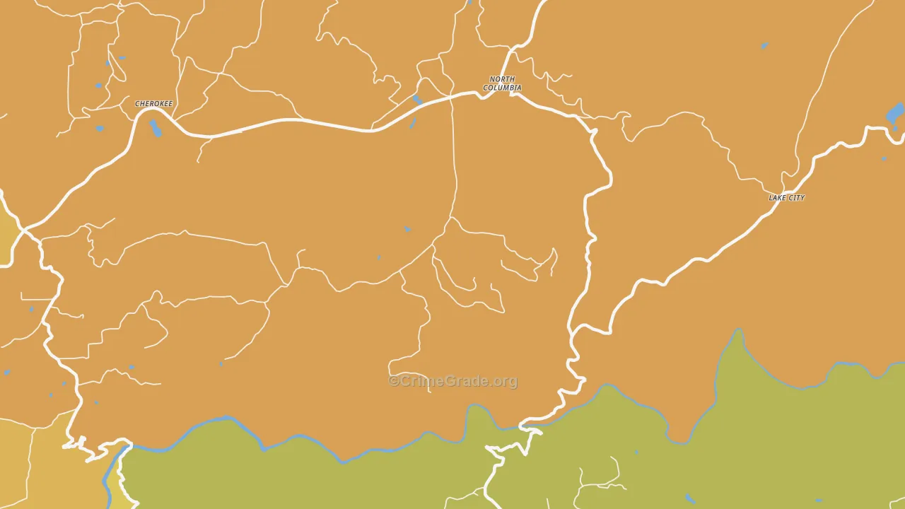 North Columbia, CA Map of Arson Rates