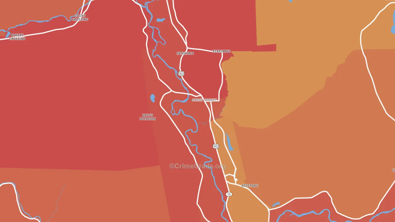 North Conway, NH Map of Arson Rates