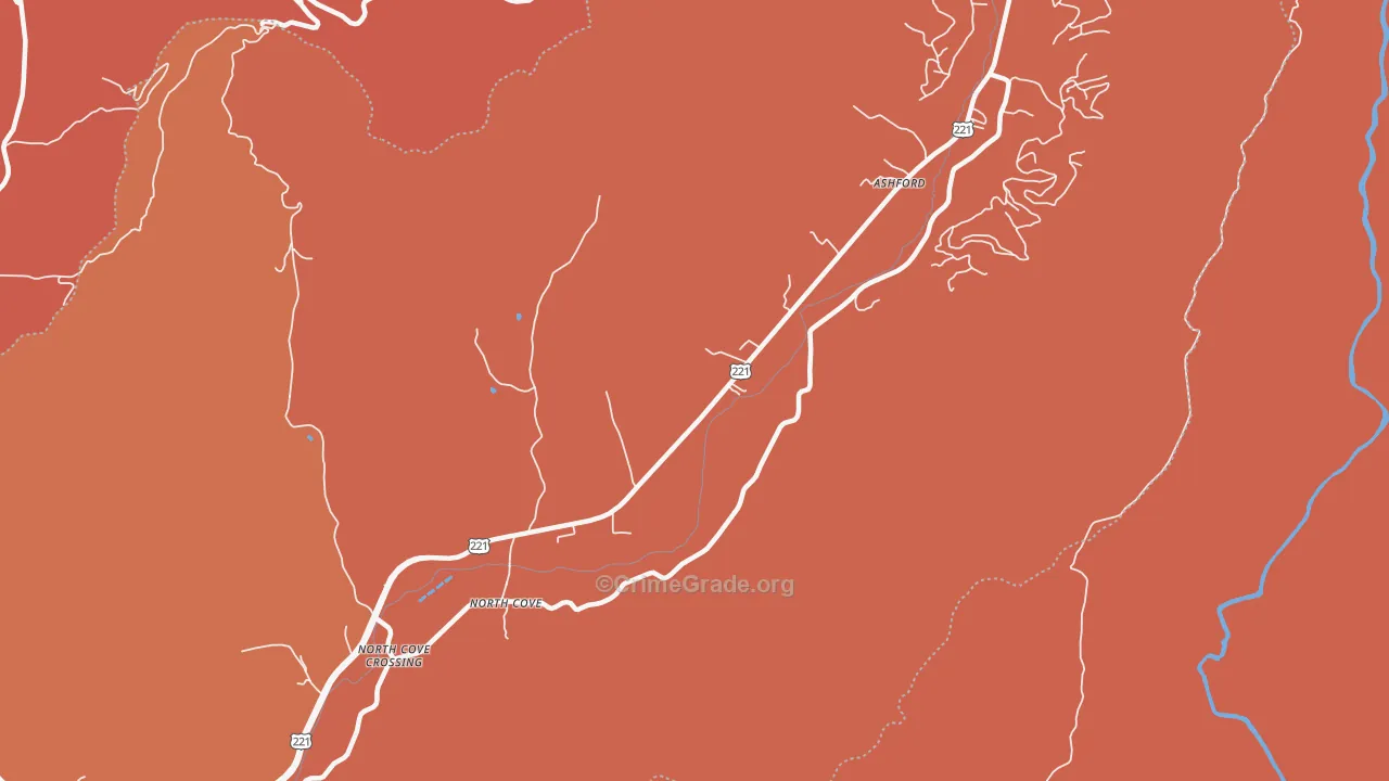 North Cove, NC Map of Arson Rates