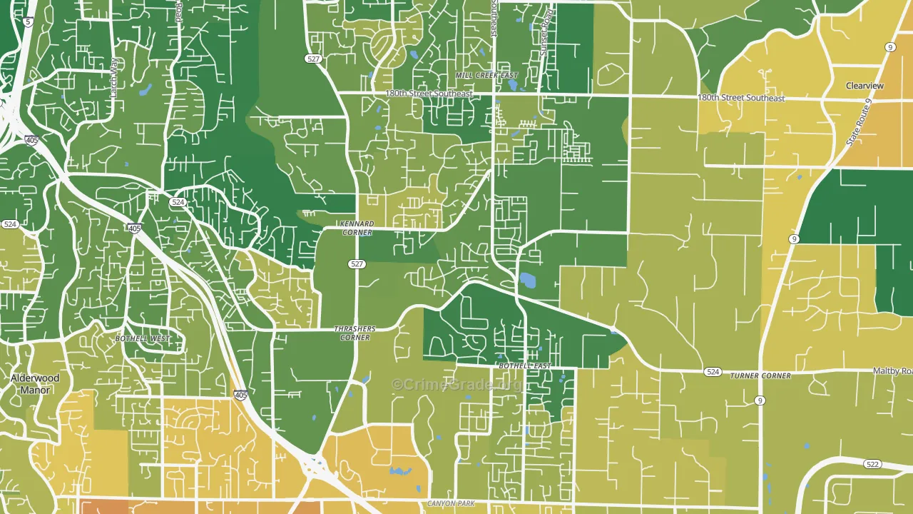 North Creek, Bothell, WA Map of Arson Rates