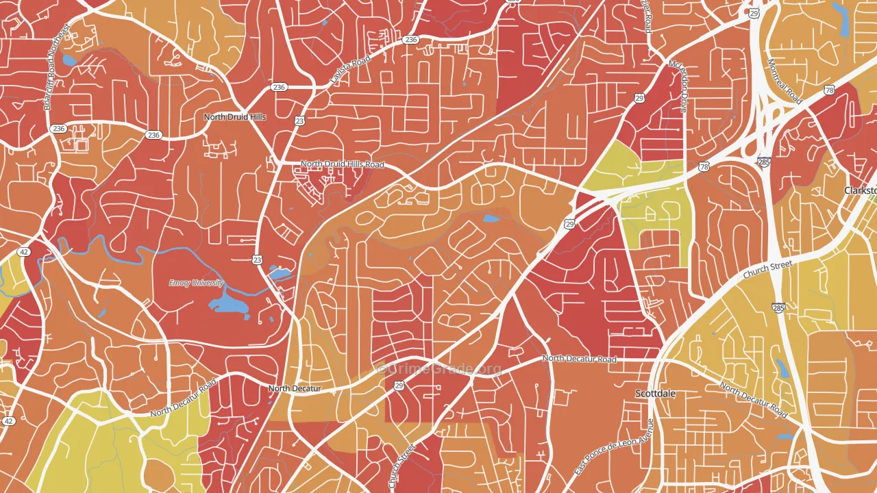 North Decatur, GA Map of Arson Rates