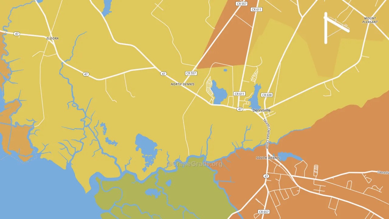 North Dennis, NJ Map of Arson Rates