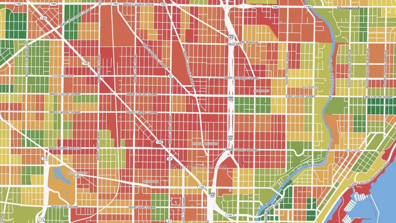 North Division, Milwaukee, WI Map of Arson Rates