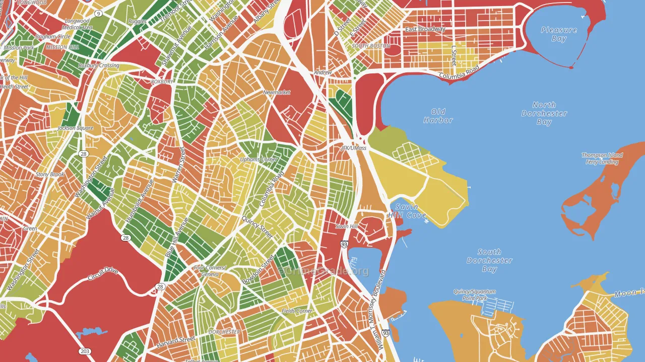 North Dorchester, Boston, MA Map of Arson Rates