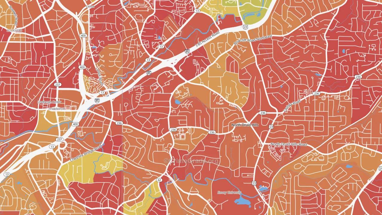 North Druid Hills, GA Map of Arson Rates