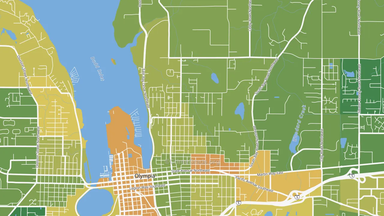North East, Olympia, WA Map of Arson Rates