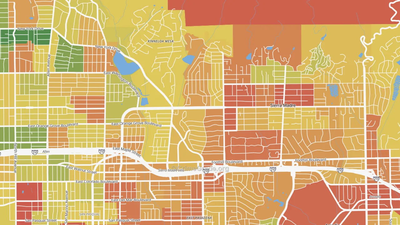 North East, Pasadena, CA Map of Arson Rates