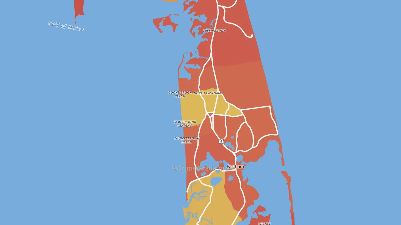 North Eastham, MA Map of Arson Rates