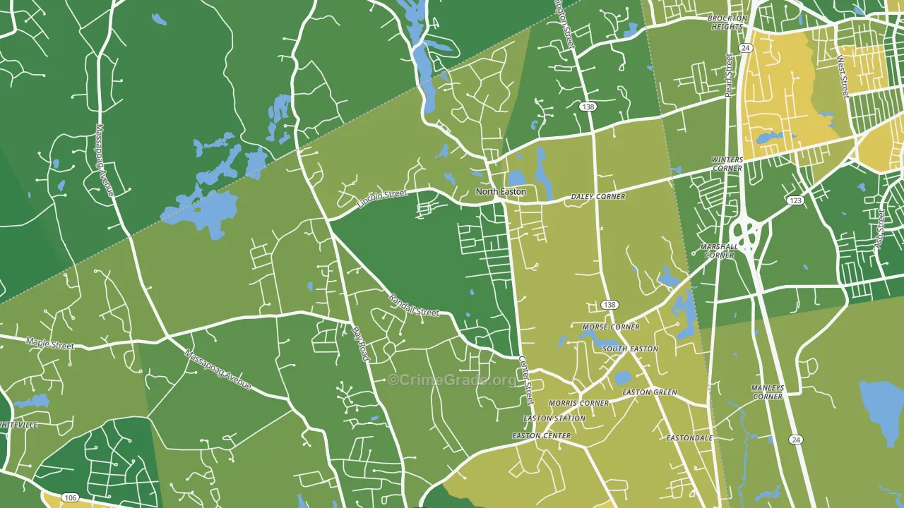 North Easton, MA Map of Arson Rates