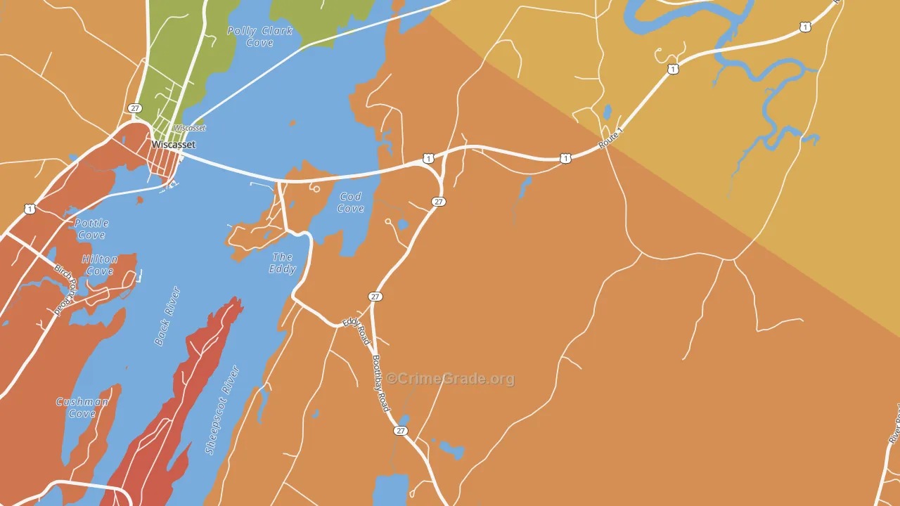 North Edgecomb, ME Map of Arson Rates