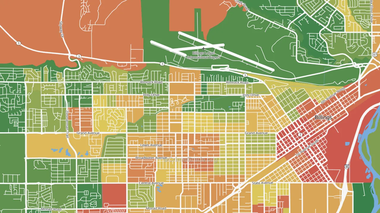 North Elevation, Billings, MT Map of Arson Rates