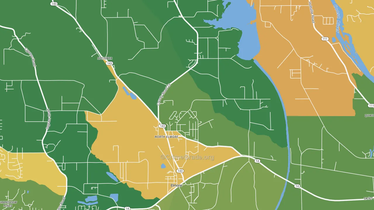 North Elmore, AL Map of Arson Rates