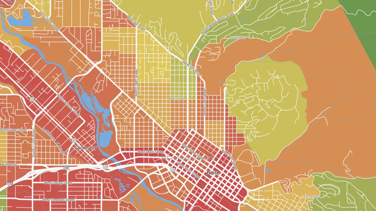 North End, Boise, ID Map of Arson Rates