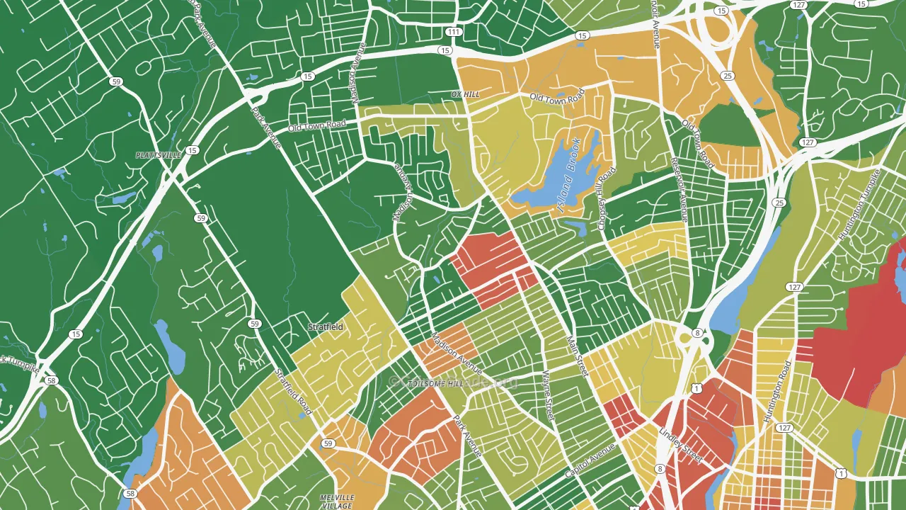 North End, Bridgeport, CT Map of Arson Rates
