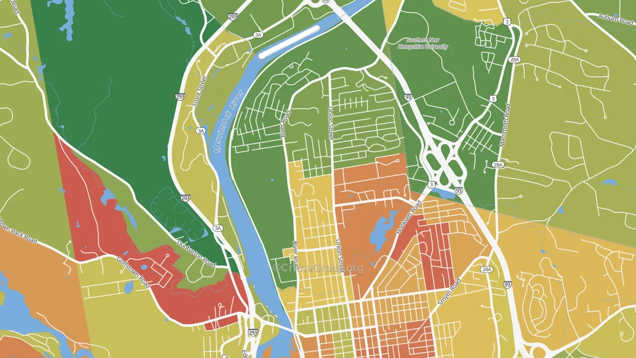 North End Manchester, Manchester, NH Map of Arson Rates