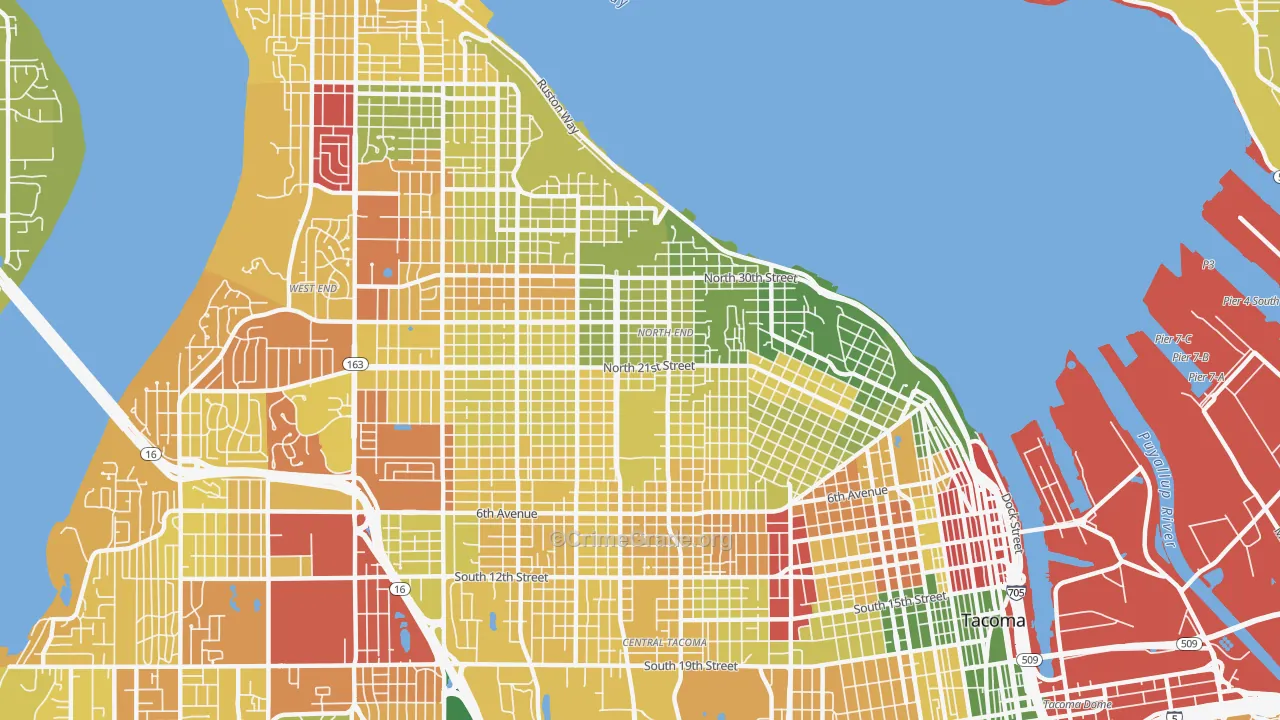 North End, Tacoma, WA Map of Arson Rates