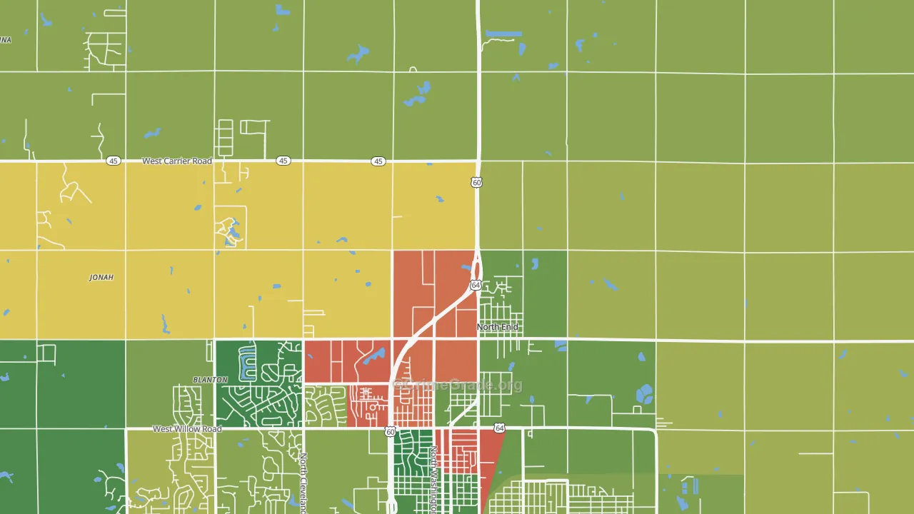 North Enid, OK Map of Arson Rates