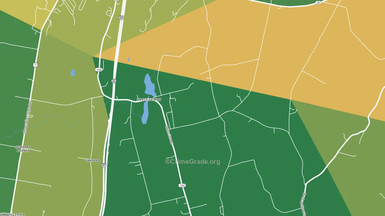 North Fairfax, VT Map of Arson Rates