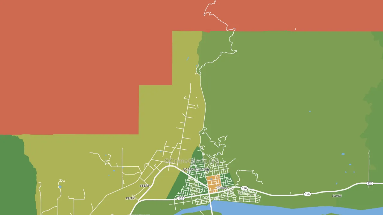 North Fillmore, CA Map of Arson Rates