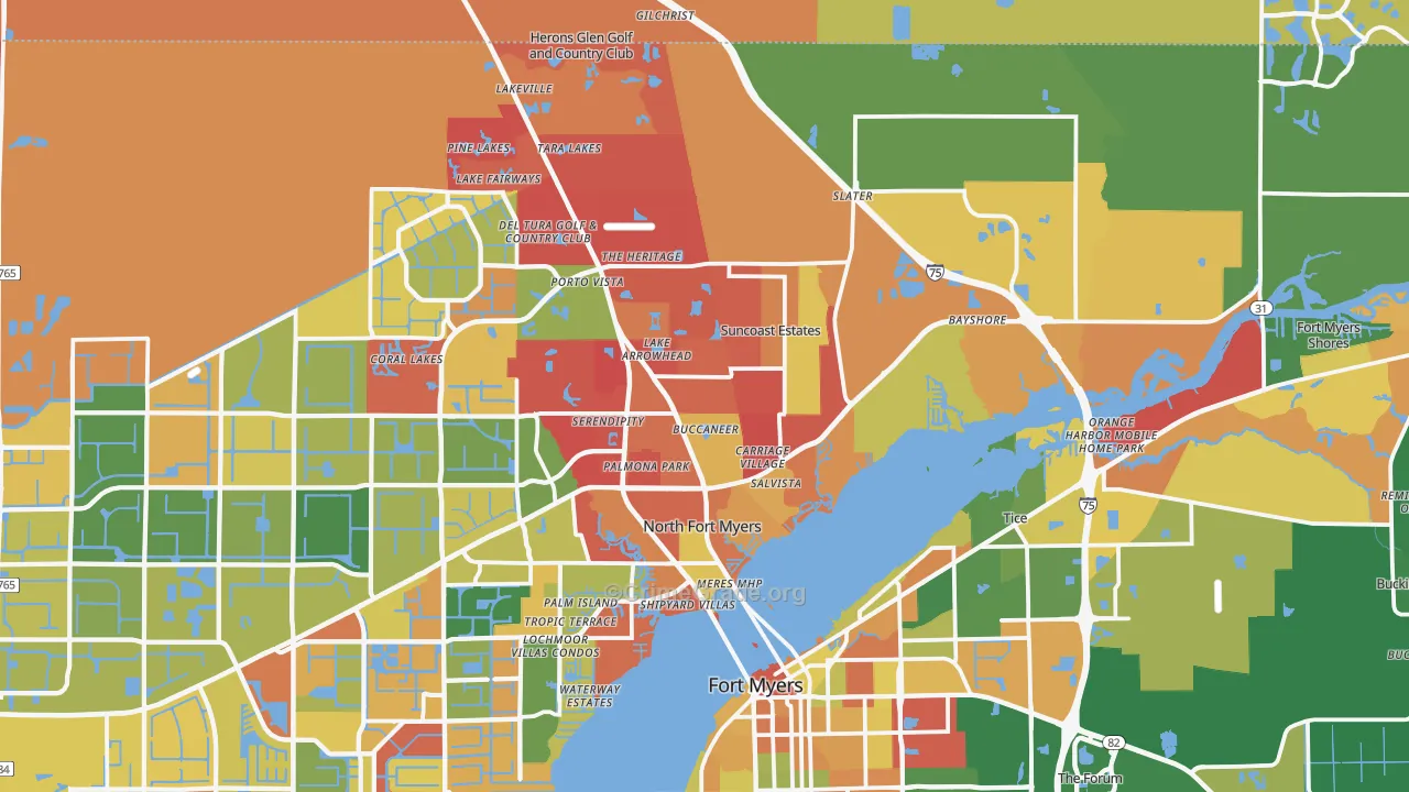 North Fort Myers, FL Map of Arson Rates