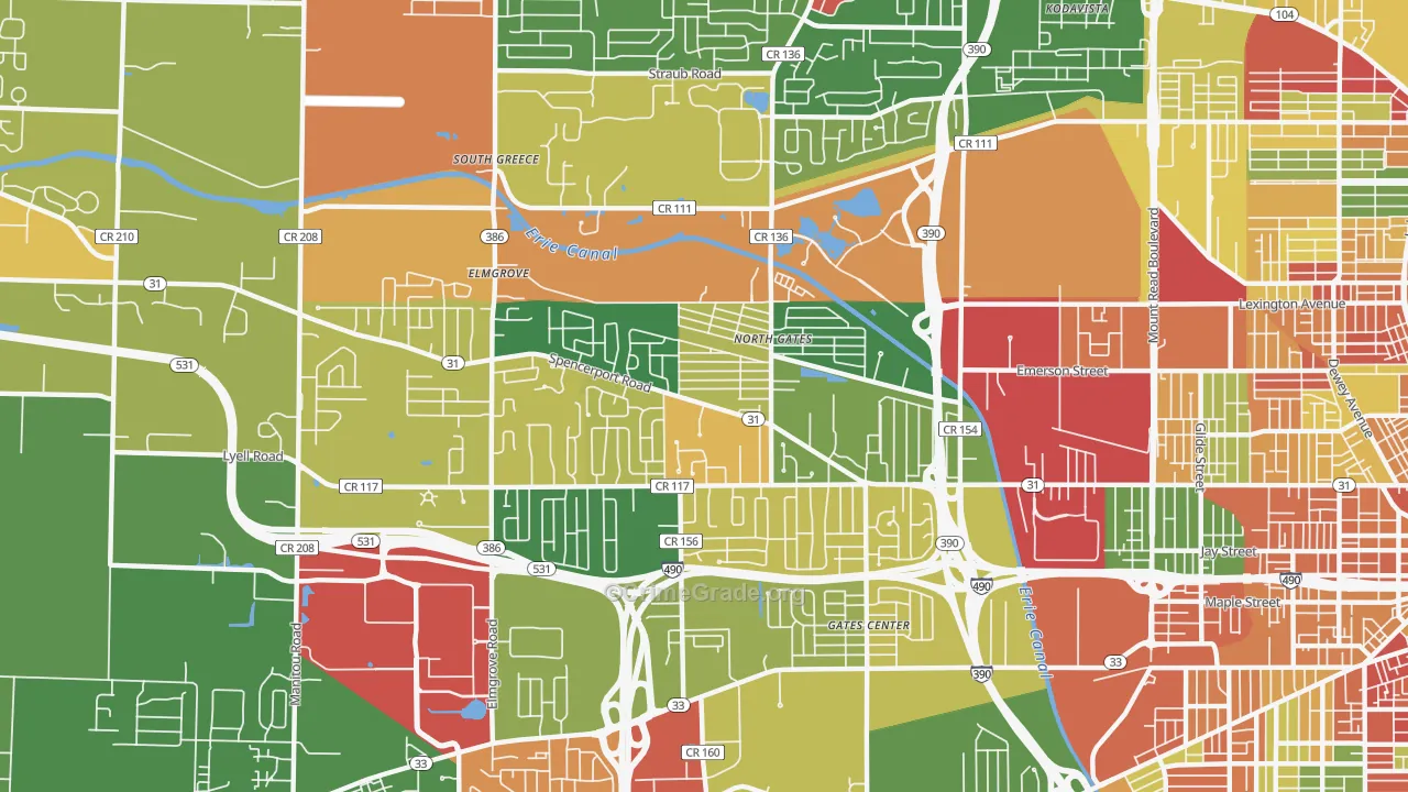 North Gates, NY Map of Arson Rates
