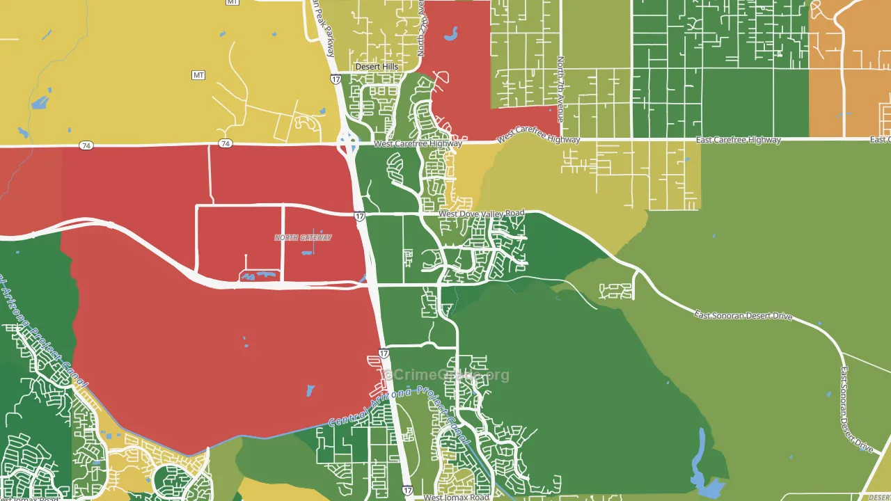 North Gateway, Phoenix, AZ Map of Arson Rates