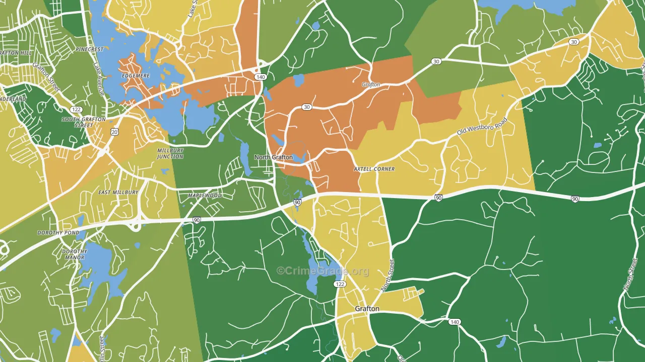 North Grafton, MA Map of Arson Rates
