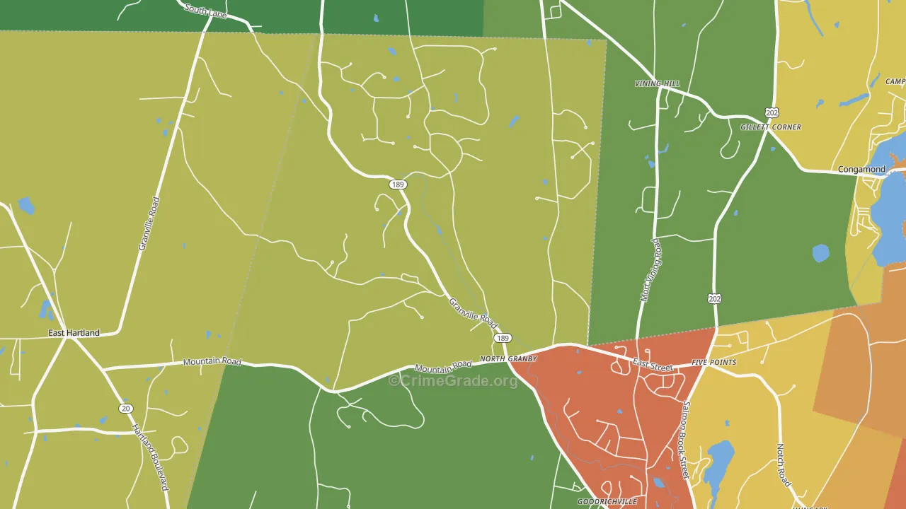 North Granby, CT Map of Arson Rates