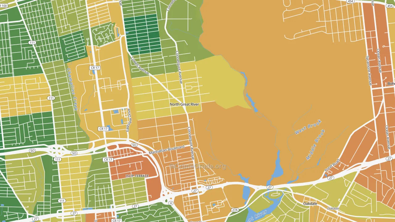 North Great River, NY Map of Arson Rates