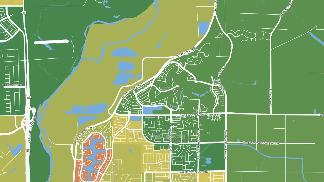 North Growth Area, Fresno, CA Map of Arson Rates