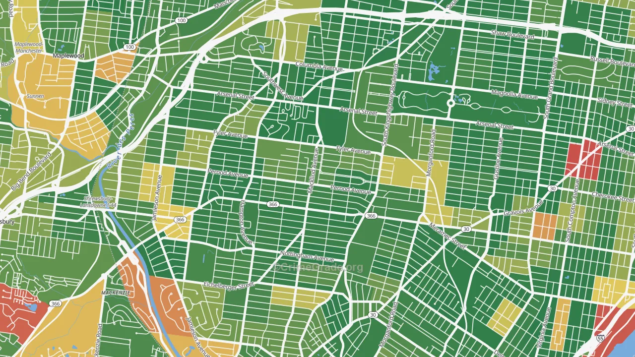 North Hampton, St. Louis, MO Map of Arson Rates